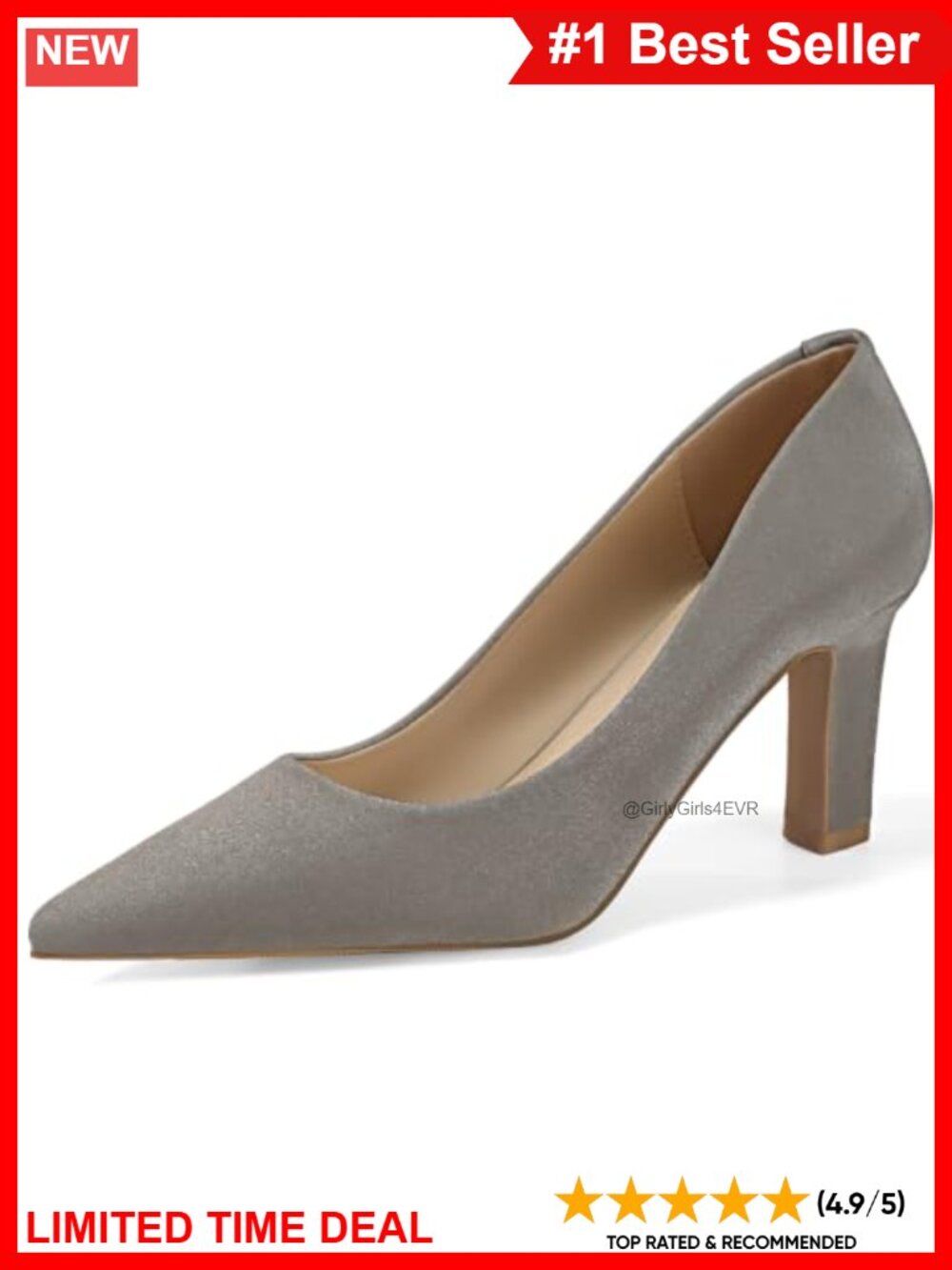 Pointed Toe Block Heel Slip On Pumps Faux Leather Dress Shoes